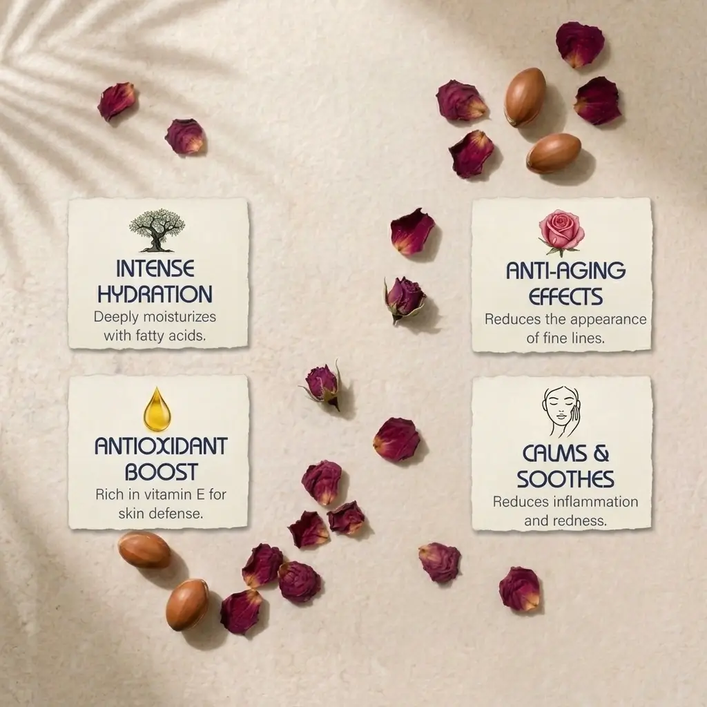 Moroccan Argan Oil with Rose - 100% Pure Cold Pressed Cosmetic Oil